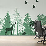 Papel de parede Grupo de animais numa floresta