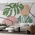 Papel de parede Minimalismo tropical: Pássaros e folhas