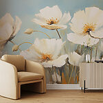 Papel de parede Pintura de flores brancas