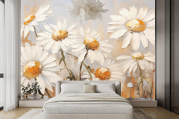 Pintura de flores brancas Papel de parede Pintura de flores brancas