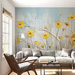 Papel de parede Pintura de flores amarelas