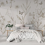 Papel de parede Papel de parede com flores e borboletas