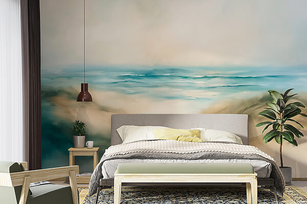 Pintura de uma praia Papel de parede Pintura de uma praia