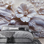 Papel de parede Flor e folhas brancas