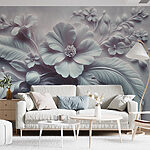 Papel de parede Flor e folhas brancas