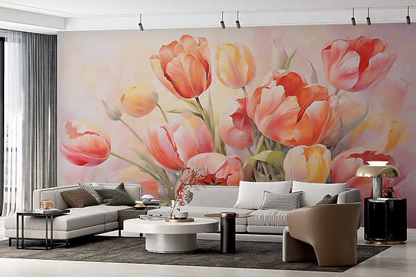 Pintura de flores sobre um fundo branco Papel de parede Pintura de flores sobre um fundo branco