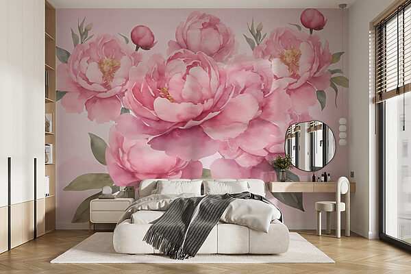 Grupo de flores cor-de-rosa Papel de parede Grupo de flores cor-de-rosa