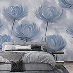 Papel de parede Grupo de flores pintadas numa superfície branca