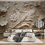 Papel de parede Desenho floral branco numa parede