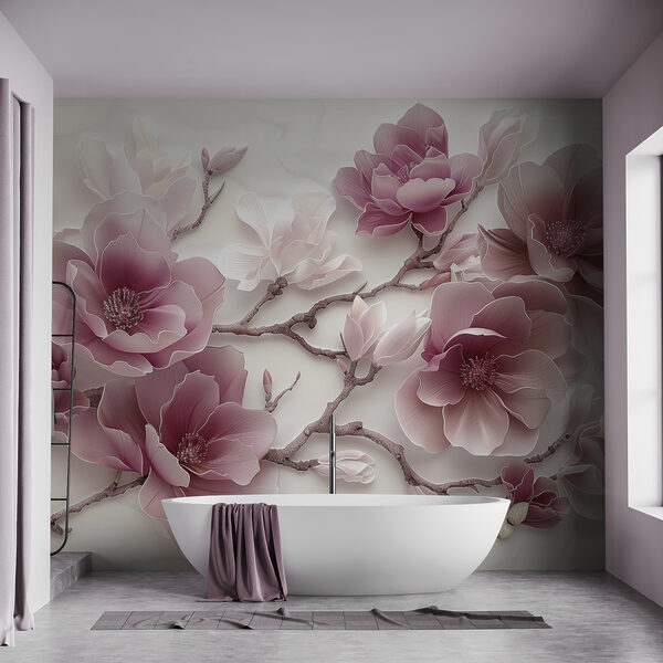 Papel de parede Flores elegantes em tons suaves (REF: w01359v2) Papel de parede Papel de parede Flores elegantes em tons suaves (REF: w01359v2)