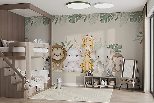 Grupo de animais junto a folhas Papel de parede Grupo de animais junto a folhas