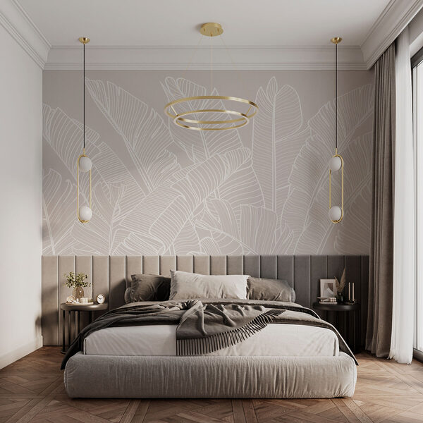 Elegância monocromática das folhas de bananeira Papel de parede Elegância monocromática das folhas de bananeira