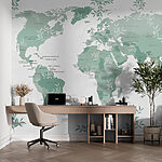 Papel de parede Mapa do mundo com folhas verdes