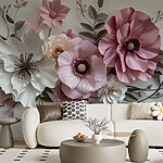 Papel de parede Grupo de flores de papel