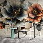 Papel de parede Pintura de flores sobre um fundo branco