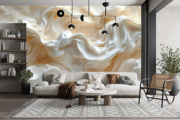 Ondas cremosas numa paisagem surrealista Papel de parede Ondas cremosas numa paisagem surrealista