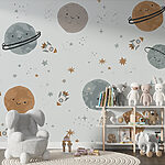 Papel de parede Padrão de planetas e foguetões