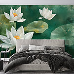 Papel de parede Flores e folhas brancas