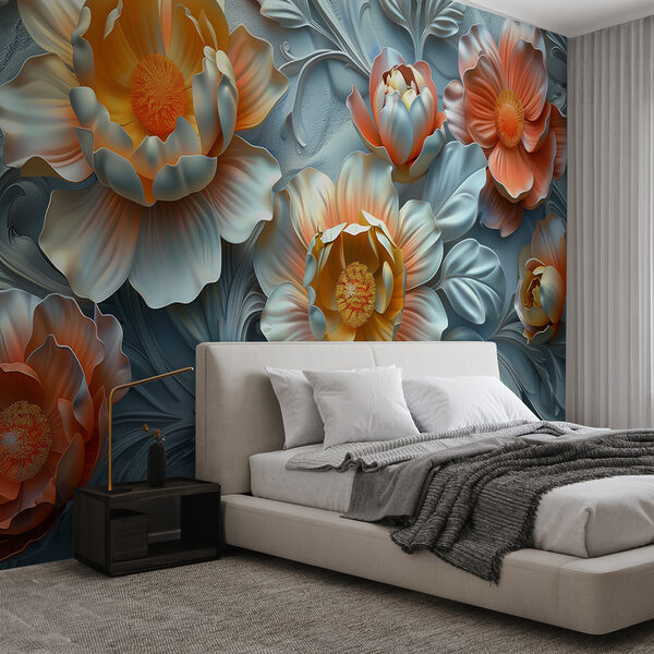 Papel de parede com flores e folhas Papel de parede Papel de parede com flores e folhas