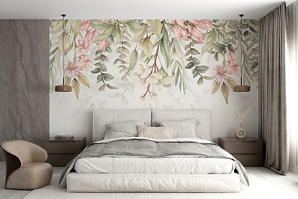 Elegância floral em tons pastel suaves Papel de parede Elegância floral em tons pastel suaves