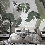 Papel de parede Folhas tropicais em tons elegantes