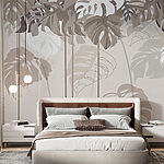Papel de parede Elegância tropical em tons neutros