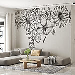 Papel de parede Desenho de flores e folhas