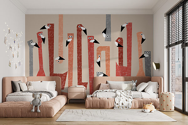 Grupo de aves com formas coloridas diferentes Papel de parede Grupo de aves com formas coloridas diferentes