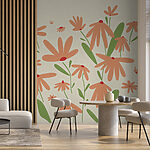 Papel de parede Grupo de flores cor de laranja