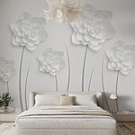 Papel de parede Flores de papel branco sobre um fundo branco
