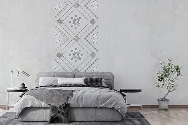 Papel de parede Papel de parede Padrão cinzento e branco sobre uma superfície branca (REF: w01027)