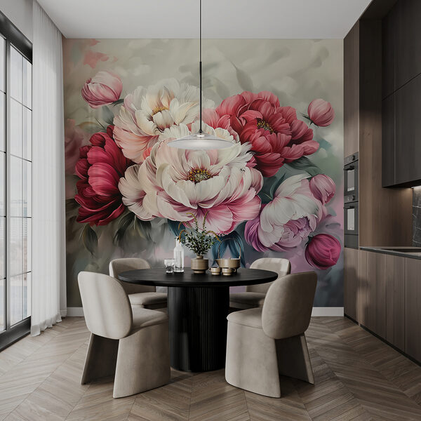 Papel de parede Pintura de flores sobre uma superfície
