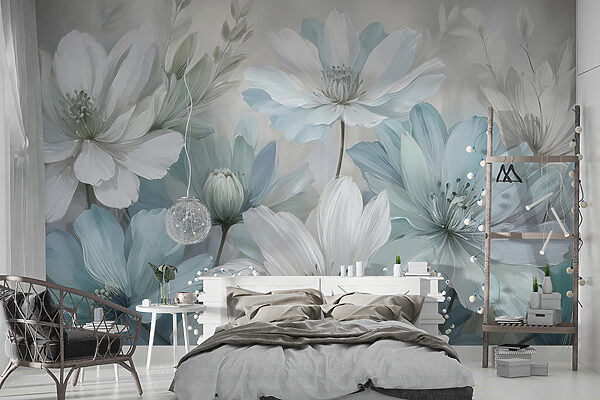 Flores etéreas em tons pastel suaves Papel de parede Flores etéreas em tons pastel suaves