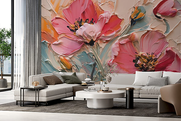 Pintura de flores numa tela Papel de parede Pintura de flores numa tela