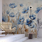 Papel de parede Pintura de flores azuis