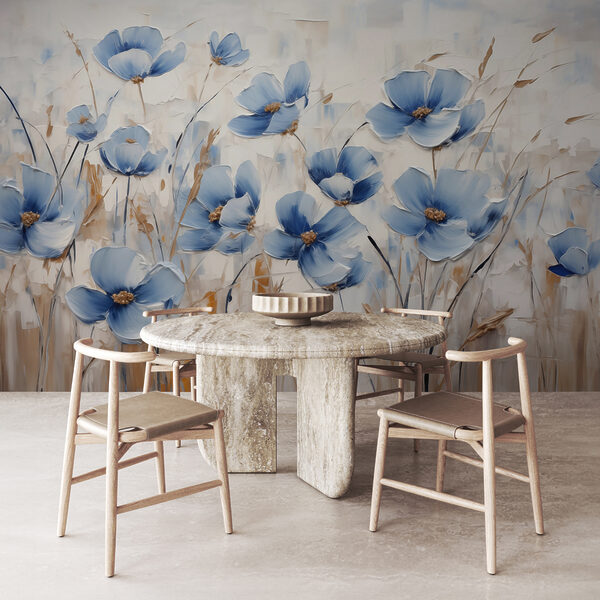 Papel de parede Pintura de flores azuis