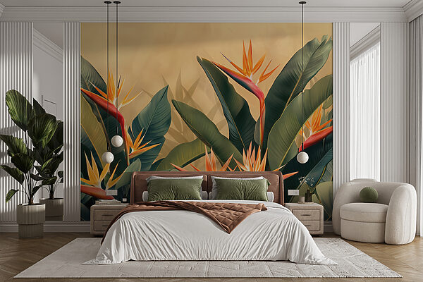 Papel de parede Ave do paraíso, elegância tropical (REF: w01484) Papel de parede Papel de parede Ave do paraíso, elegância tropical (REF: w01484)