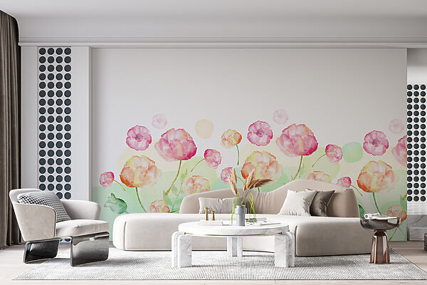 Pintura a aguarela de flores Papel de parede Pintura a aguarela de flores