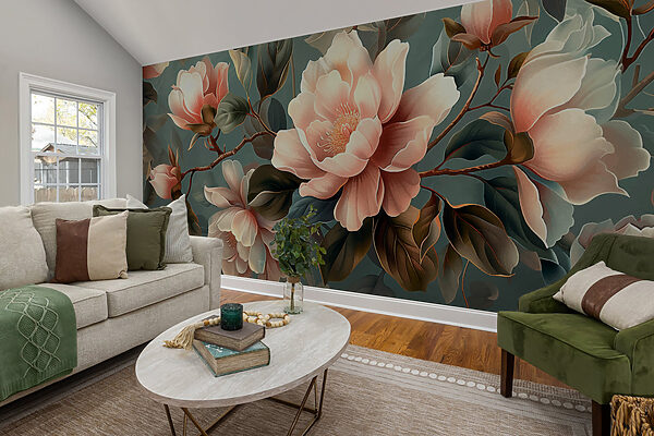 Flores elegantes em tons pastel suaves Papel de parede Flores elegantes em tons pastel suaves