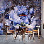 Papel de parede Florescem em tons de azul.