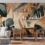 Papel de parede Folhas tropicais em esplendor artístico