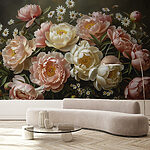 Papel de parede Bouquet de flores cor-de-rosa e brancas