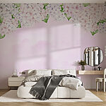 Papel de parede Rebordo de flores cor-de-rosa e brancas
