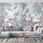 Papel de parede Grupo de flamingos numa selva