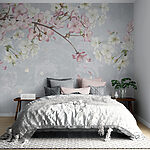 Papel de parede Ramo com flores brancas e cor-de-rosa