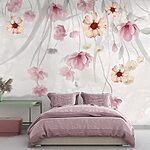 Papel de parede Pintura de flores sobre um fundo branco