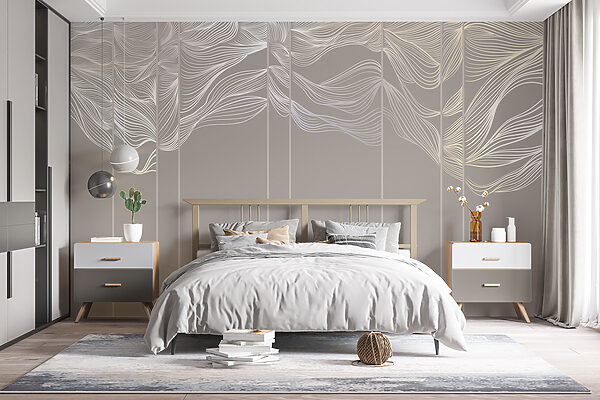 Ondas elegantes em tons monocromáticos Papel de parede Ondas elegantes em tons monocromáticos