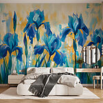 Papel de parede Pintura de flores azuis