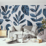 Papel de parede Padrão de folhas azuis