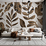 Papel de parede Padrão de folhas castanhas